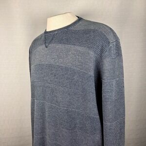 Johnnie-O Blue Striped Crewneck Sweater Men's XL Relaxed Fit Casual